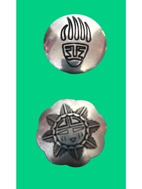 Vintage (Possibly) Sterling Silver Native American Hopi Style Button covers set